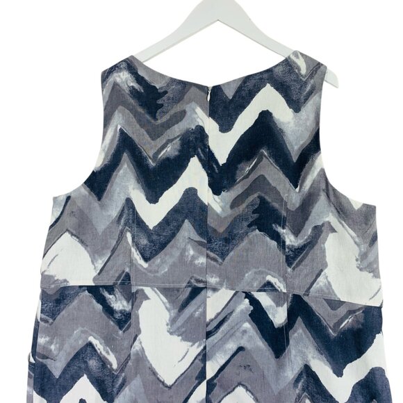 plus size Women's Chevron Print Strapless Linen Blend Dress, Size 24 Gray White - Picture 11 of 16